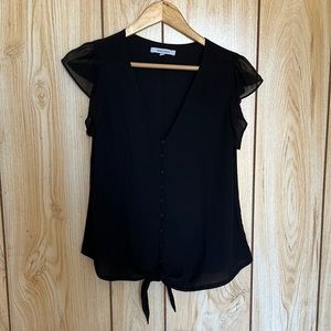 Black Dress Top Button Down Knot Tie